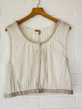 Faherty Organic Cotton Button up Tank Top Size Large